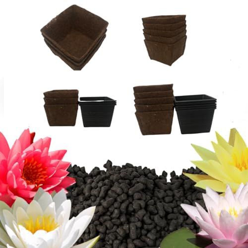 Iflo Flexibel gestaltbare Pflanzkörbe (18 x 18 x 12 cm) für Gartenteiche: mit und ohne Kokos-Einlegematte erhältlich. Ideal für Seerosen und andere Teichpflanzen (3 Pflanzkörbe mit Einlegematten)