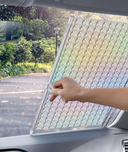 PVC Sonnenschutz Rollos mit Saugnäpfen, Verdunklungsrollo mit Saugnäpfen, Plissee Fenster Suction Cup Roller Window Shades für Dachfenster/Auto, Sonnenschutz, Hitzeschutz, Einstellbar (Color : Silver