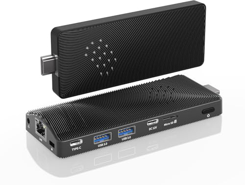 OuuOee Mini PC Stick Fanless, Celeron J4105, 8GB RAM 128GB Storage, Micro Computer Stick Supports 4K 60HZ HDMI, USB PD3.0, Gigabit Ethernet, Wi-Fi 5 on Business, Industrial, Office, Media, Video