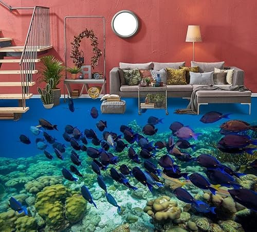 Benutzerdefinierte Boden Wasserdichte Stereo-Aufkleber 3D-Meeresfisch, 430 x 300 cm 3D-Bodenfliesen Aufkleber Bodenbelag Tapete Wandbild PVC Wasserdicht selbstklebende Tapete Wohnkultur