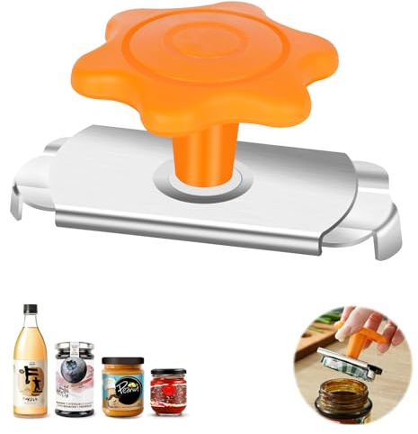 Drado 2pcs Abridor de tarros para artritis sin esfuerzo, Abrelatas de Giro, Herramienta ajustable de acero inoxidable para personas mayores con poca fuerza (naranja)