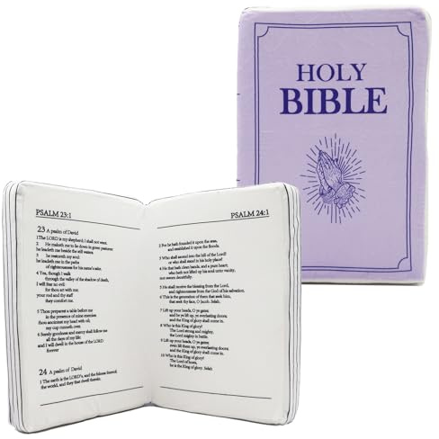Wnvivi Bibelkissen, Bibelkissen, Buch, Plüsch, das sich öffnet, weicher Plüsch, Heilige Bibel, Wurfkissen für Sofa, Couch, Bett (lila)
