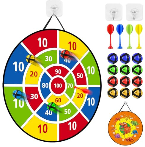 29 tums darttavla för barn – dubbelsidig kardborrebollspel för barn och vuxna, fotbollsdartpil och kastspel för utomhuslekar, 20 kardborrbollar och 8 dart, perfekt för pojkar och flickor från 6 år