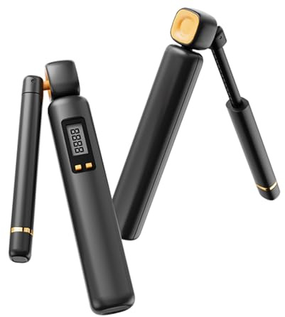 Skipping Rope with Counter - Adjustable Length Ropeless Jump Rope Weighted Jump Rope for Women with LCD Display, Count, Miles, Calories, Km Record
