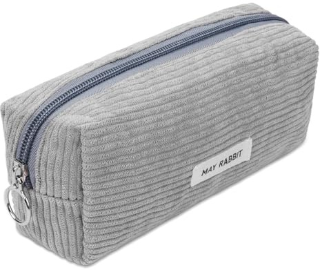 OFFCUP Federmäppchen Cord-Stoff, Federtaschen Jungen Mädchen, Schulmäppchen mit Reißverschluss Pouch Organizer groß Mäppchen Pencil Case Teenager Federmappe für Schule Büro Uni (Grau)