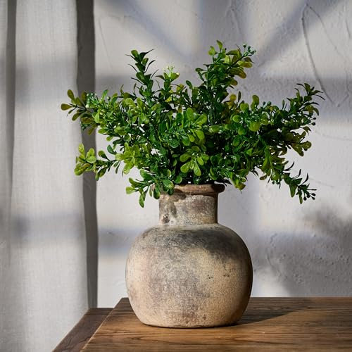 PORCER 15 cm antik keramisk vas, terrakottavas boho dekor bondgård dekorativ vas, rustik vas för heminredning, vardagsrum, entré, bröllop – grå