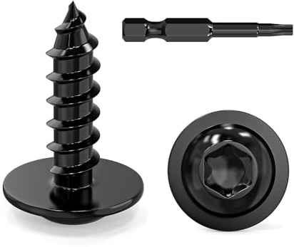 Dayalo 50 Stück Blechschrauben 3,9 x 13 mm, Flachkopf mit Scheibe Torx | Edelstahl A2 V2A, Schwarze Selbstschneidende Schrauben für Blech, Holz und Kunststoff, mit Schraubendreher Bit