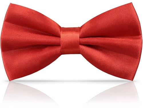 PROPOG Farfallini da Uomo, Farfallino Regolabile Classico, Farfallino da Uomo Tinta Unita, Pre-Annodato, per Bambini e Uomini, per Feste e Matrimoni, Rosso, Taglia unica