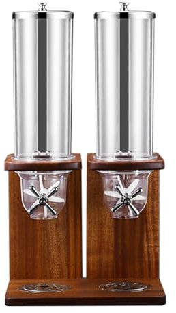 WOTZOV Trockenfutterspender für die Arbeitsplatte, Müslibehälter, Müslispender mit Drehschalter und Massivholzsockel, für Haferflocken, Süßigkeiten, Snacks, Nüsse,Holz 7,0L