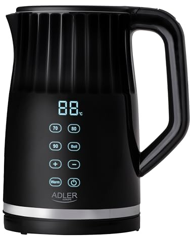 Adler AD 1350 - Hervidor eléctrico con pantalla LED y regulación de temperatura (1,7 L)