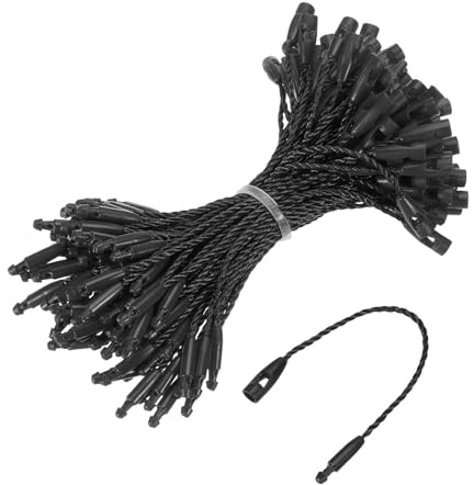 sourcing map Baumwollschnur, Schnappverschluss-Nadeln, Schlaufen, Preisschild, Verschluss, Kunststoff, Schwarz, 8,1 cm, 100 Stück