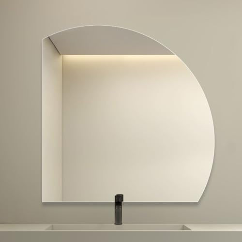 TZUFA Specchio da Bagno A Mezzaluna, HD Specchio per Il Trucco, Specchio da Parete Moderno Senza Cornice, Taglio Sinistro/Destro, per Soggiorno, Camera da Letto, Ingresso(Left Cut,60cm/23.6in)