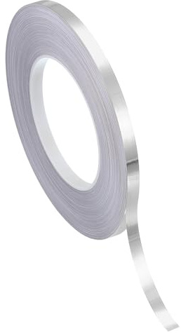 PATIKIL Cinta Película Poliéster Metalizada 8mm x 50 Metros, Cinta Decorativa Metalizada Plateada Cepillada Cinta Adhesiva Espejo Para Detalles Pared Acento Artes Gráficas Recorte