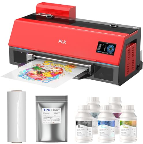 PLK A3 DTF Printer, XP600 DTF Machine, Double Speed Than L1800&L805, Auto-Clean, Built-in Film Cutter, Dual White Ink System for T-Shirt Printing(Printer Bundle)