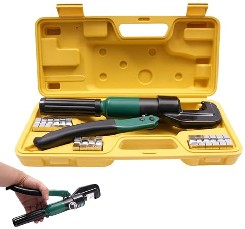 ACROSSPART Handbetriebene Hydraulische Crimpzange 4 mm² bis 70 mm² für Kabelschuhe Presszange Kabelschuhe mit 8 Matrizen