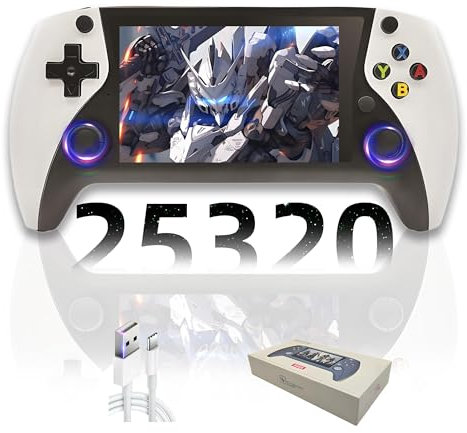 R50S Console di gioco portatile,19869/25320+ GIOCHI,23 emulatori,schermo IPS OCA HD da 4'', sistema E Open Source,console da gioco retrò,doppio joystick 3D,3000mAh console di videogiochi (Bianco-128G)