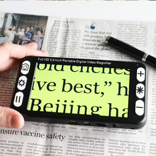 Magnifique vidéo numérique, aide à lecture électronique de 5,0 pouces portable, zoom 2x-48x, 26 modes de couleur, longer numérique portable pour les troubles visuellement, basse vision, la cécité