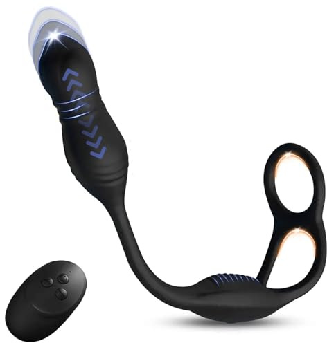 LZMYZ Anal Vibrator mit 10 Vibrationsmodi + 3 Teleskopmodi Prostata Stimulation Analvibratoren mit Penisring Fernbedienung Sexspielzeug für Männer Anal Dildo Analplug Sex Toys für Paare Mann
