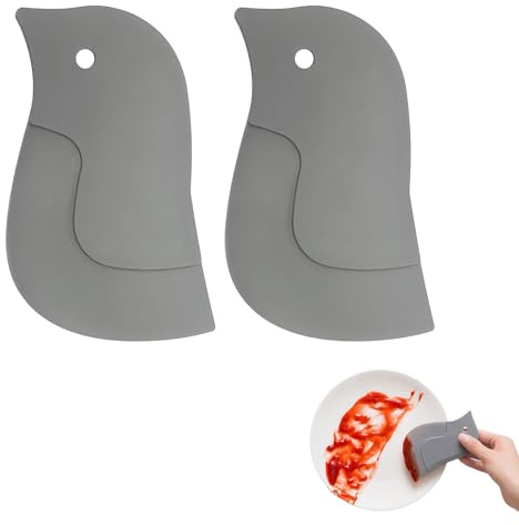 2pcs Penguin Shape Soft Kitchen Scraper, Non-Scratch Plastic Scraper for Baking Cooking Cleaning and Household Use, Multipurpose Scrapers for Cleaning Oil Oven Countertops Dishwasher