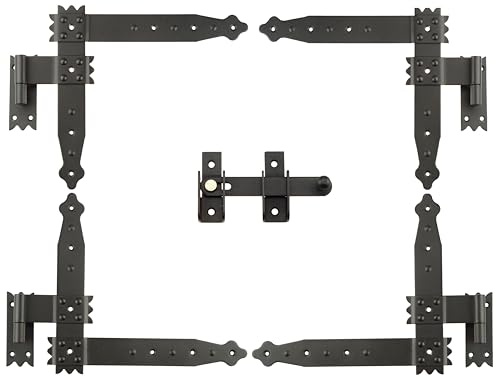 FEINZ Fensterladen Scharniere 25x23 cm | Scharnier, Schwarz, Türscharniere außen, Türscharnier, Türband, Holztore, Verriegelung, Door Hinges