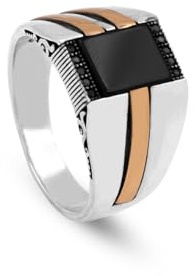 Jewellery Pit - Herren-Onyx-Ring aus Sterlingsilber, Vintage-Siegelring für den kleinen Finger, handgefertigter Verlobungsring mit individueller Gravur, inklusive geschenktem Silber-Poliertuch (69)