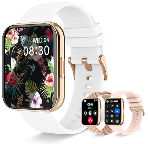 Iaret Montre Connectée Femme avec Appel Bluetooth, 1,85 HD Smartwatch, 100+ Sportifs, Moniteur de Sommeil Cardiofréquencemètre, Cycle Menstruel, Montre Podomètre pour Android iOS, Cadeau Femme