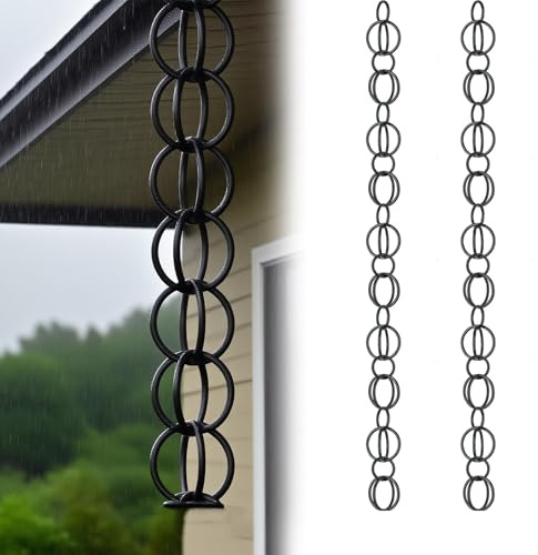 Poxvythb Cadena de Lluvia, colector de Lluvia Decorativo, Cadena De Guía Lluvia Canalón, Decoraciones De Jardín Al Aire Libre,Drenaje De Aleros(3ft)