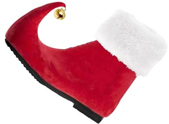 osiuujkw Förvandla till en älva med dessa julkostymer, älvskor med klockor, julskor för vuxna män kvinnor, stövlar, clowntoffel, julkostym, toffel, Röd, fyrtio­fem