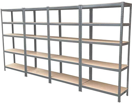 Lucn Schwerlastregal Lagerregal Steckregal Werkstattregal Kellerregal Regalsystem die 5-Ebenen-Regalserie Unser Stahlregal Einstellbar Regal bis 875 kg, 170x75x30cm, Verzinkt