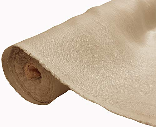 A-Express Naturrein Leinen Stoff Sanft Kleidung Reines Leinenstoff für Handarbeit Nähen Heimwerken Schneiderei Kreuzstich Mode Tasche 100% Leinen 140cm Breite - 1 Meter 100cm x 140cm Beige