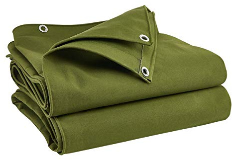 UK Eco Green Canvas Heavy Duty Cotton Tarpaulin Cover Boat Log Store Roofing Sheets (Green, 6 x 6 ft(1.8 x 1.8m))