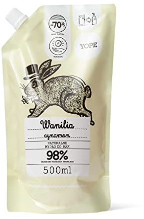 YOPE Påfyllning av handtvål | HYDRATERANDE | ALOE | 98% INGREDIENSER av naturligt ursprung | VEGAN | VINILLA CANELA AROMA | 500 ml