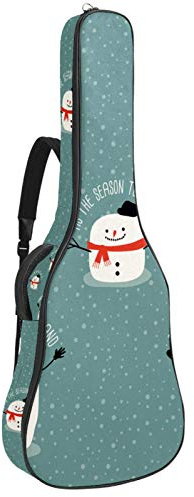 Gitarrentasche mit Reißverschluss, wasserdicht, weich, für Bassgitarre, Akustik- und klassische Folk-Gitarre, Schneemann