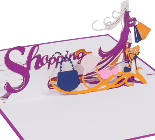 LINPOPUP® POP-UP Geschenkgutschein – 3D Karte für Shopping & Girls-Day – Geburtstagskarte & Klappkarte N238