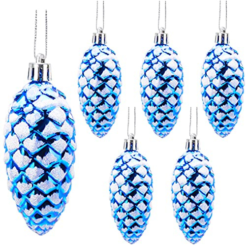 Christmas Concepts® 6er-Pack – 90 mm glänzende und glitzernde Tannenzapfen-Kugeln – Christbaumschmuck