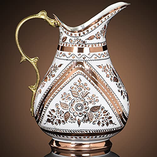 Wasserkrug aus reinem Kupfer, gehämmert, Ayurveda, zum Servieren von Getränken, Limonade, Eistee, Champagner, handgefertigtes Vintage-Gefäß, Moscow Mule, Restaurant, Tafelaufsatz, 1.5 Liter – 1 mm