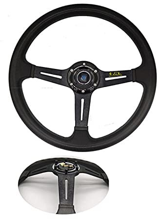 Volante Sportivo Ruote dello sterzo da corsa di cuoio universale da 14 pollici da 14 pollici per la deriva del volante dello sport + manopola del cambio con logo Volante a Calice ( Color : PU A )