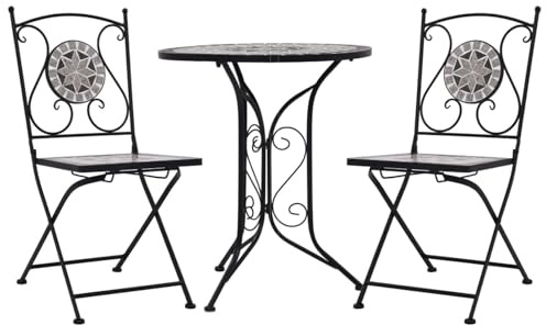 Susany 3-tlg.Bistro-Set Sitzgruppe Mosaik-Bistroset Gartenset Gartenmöbel Möbelset Mit 1 Tisch & 2 Stühle,Balkonset Balkontisch Balkonmöbel Bistrotisch,Sitze und Tischplatte aus Keramikplatten