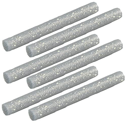6x Heißklebesticks Glitzer 11mm x 10cm SILBER zum Basteln Dekorieren Kleben für Heißklebepistolen (6x Silber)