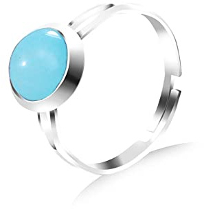 ASDFY Natürlicher Hellblauer Chalcedon-Ring Kristallrunder Ring Verstellbarer Damen-Ring Mit Offenem Stein Reiki-Balance-Knöchel-Finger-Ringe Ewigkeitsring Für Frauen, Mädchen, Männer