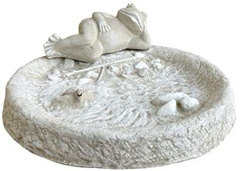 Radami Vogeltränke Vogelbad Wasserstelle Vogelbecken Schildkröte GRAU mit Frosch ca. 5kg