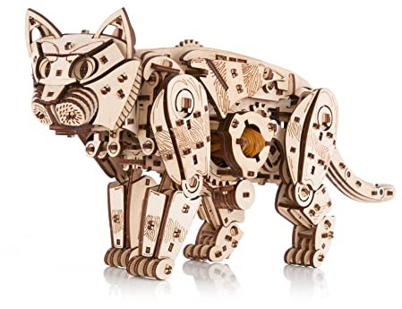 EWA Eco-Wood-Art - 3D-Holzpuzzle für Jugendliche und Erwachsene - Wilde Katze - DIY-Bausatz, Selbstmontage, kein Kleber erforderlich - 508 Stück