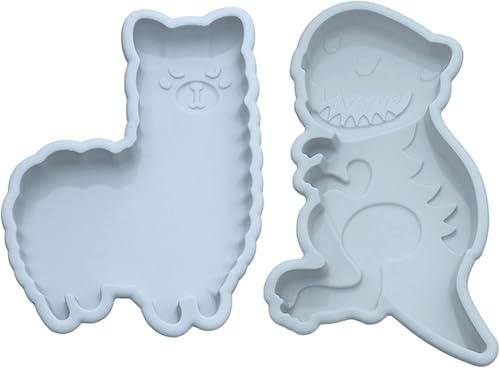 KOMUNJ 2 Stücke Silikon Kuchenform Set, 6-Zoll-Cartoon-Silikon-Dinosaurier Silikonformen Fondant für Plätzchen Jelly Pudding Soap Eiswürfel, Zufällige Farbe