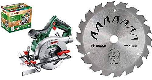 Bosch Akku Handkreissäge PKS 18 LI (ohne Akku, 18 volt System, im Karton) + Kreissägeblatt (für Holz, AußenØ: 150 mm, Bohrung: 16 mm, Zubehör für Handkreissägen)
