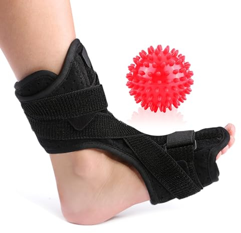 ANKROYU Plantarfasziitis Nachtschiene, Plantarfasziitis Unterstützung | Atmungsaktive Verstellbare Plantarfasziitis Klammer mit Massageball, Fußbandage bei Plattfüßen Fersen Knöche