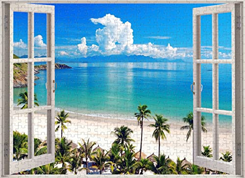 Erwachsene Puzzles 5000 Teile Fenster Meerblick Herausfordernde Puzzles und Familienspiel-Puzzle-Kombinationen
