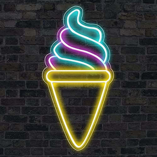 Insegna al neon per gelato con piastra in acrilico Decorazione per gelato al neon da parete Insegna personalizzata per negozio di gelati (colore2)
