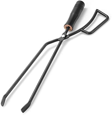 SPYMINNPOO Kaminzange für Holz, Kaminholzzange mit Isolierter Holzgriff Log Brennholzzange Feuerzange Kaminzubehör Campingbedarf