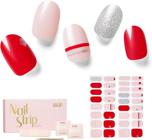 NAILOG Autocollants pour Ongle 34Pcs Pochoirs pour Nail Art de Qualité Professionnell avec Finition Gel Souple Nails Wraps Décoration DIY Accessoire de Manucure pour Femmes Filles,Love Note