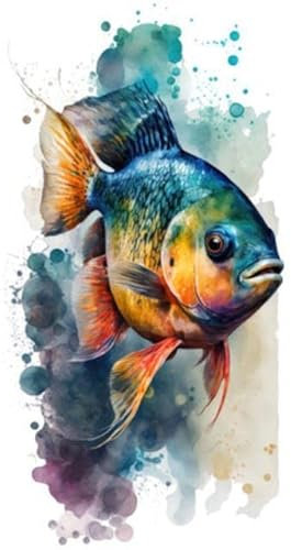 adrium Acryl-Bild 40 x 60 cm: Illustrationsfisch im Aquarell. Tier auf weißem Hintergrund. Generative KI (201705343)